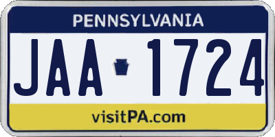 PA license plate JAA1724