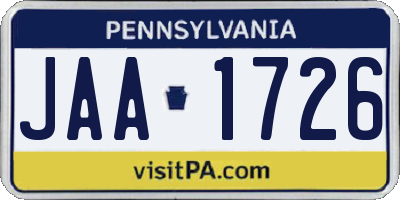 PA license plate JAA1726