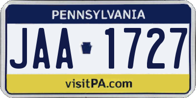 PA license plate JAA1727