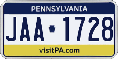 PA license plate JAA1728