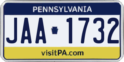 PA license plate JAA1732