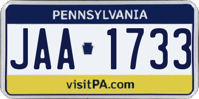 PA license plate JAA1733