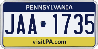 PA license plate JAA1735