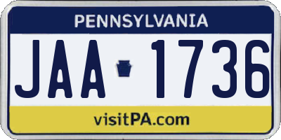 PA license plate JAA1736