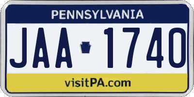 PA license plate JAA1740