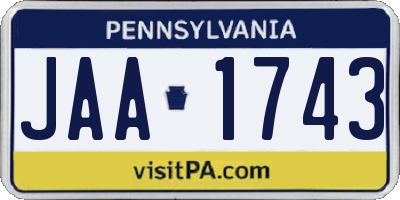 PA license plate JAA1743