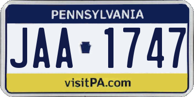 PA license plate JAA1747