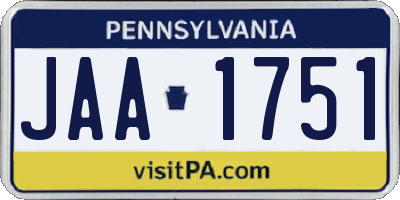 PA license plate JAA1751