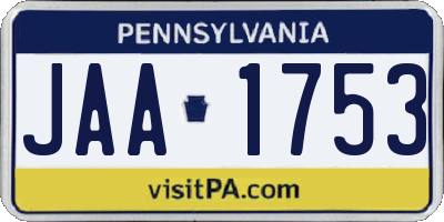 PA license plate JAA1753