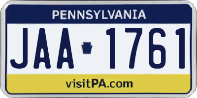 PA license plate JAA1761