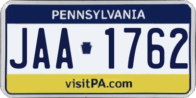 PA license plate JAA1762