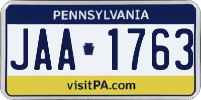 PA license plate JAA1763