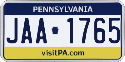 PA license plate JAA1765
