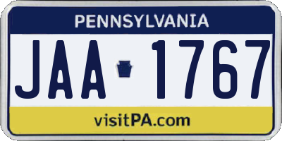 PA license plate JAA1767