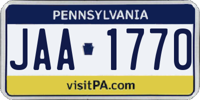 PA license plate JAA1770