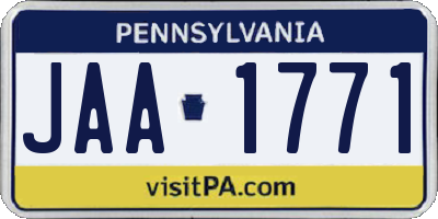 PA license plate JAA1771