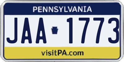 PA license plate JAA1773