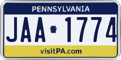 PA license plate JAA1774