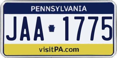 PA license plate JAA1775