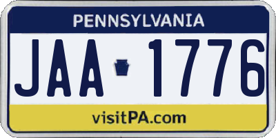 PA license plate JAA1776