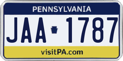 PA license plate JAA1787