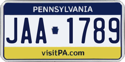 PA license plate JAA1789