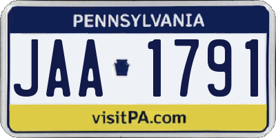 PA license plate JAA1791