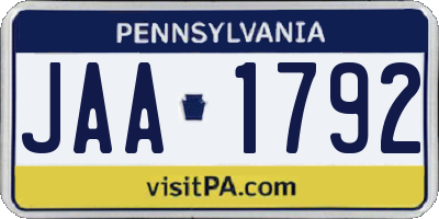 PA license plate JAA1792