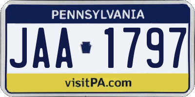 PA license plate JAA1797