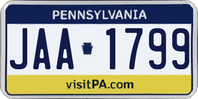 PA license plate JAA1799