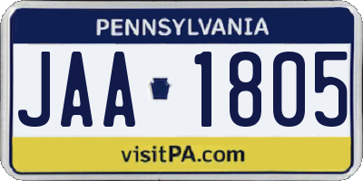 PA license plate JAA1805