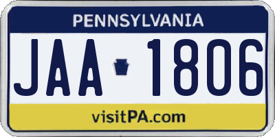 PA license plate JAA1806