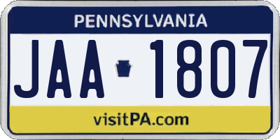 PA license plate JAA1807