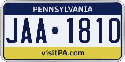 PA license plate JAA1810