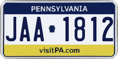 PA license plate JAA1812