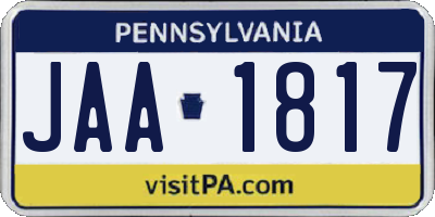 PA license plate JAA1817