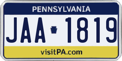 PA license plate JAA1819