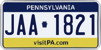 PA license plate JAA1821