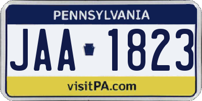 PA license plate JAA1823