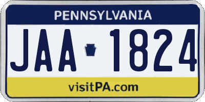 PA license plate JAA1824