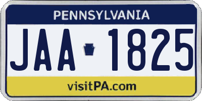 PA license plate JAA1825