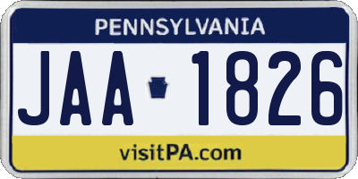 PA license plate JAA1826