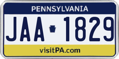 PA license plate JAA1829