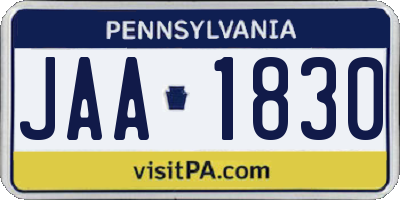 PA license plate JAA1830