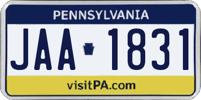 PA license plate JAA1831