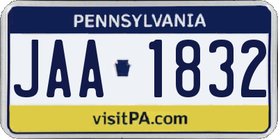 PA license plate JAA1832