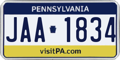 PA license plate JAA1834