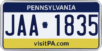 PA license plate JAA1835