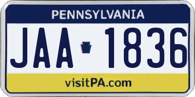 PA license plate JAA1836