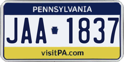 PA license plate JAA1837